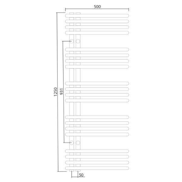 Nympha LLN125 vykurovacie teleso 500x1250mm, chróm