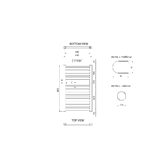 Alya LLR101 vykurovacie teleso rovné 450x803 mm, chróm