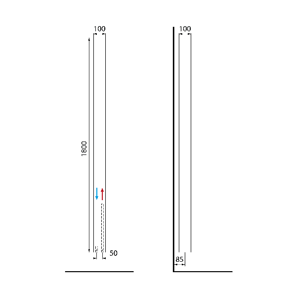 Cubiq LQ284 vykurovacie teleso 100x1800 mm, biele matné