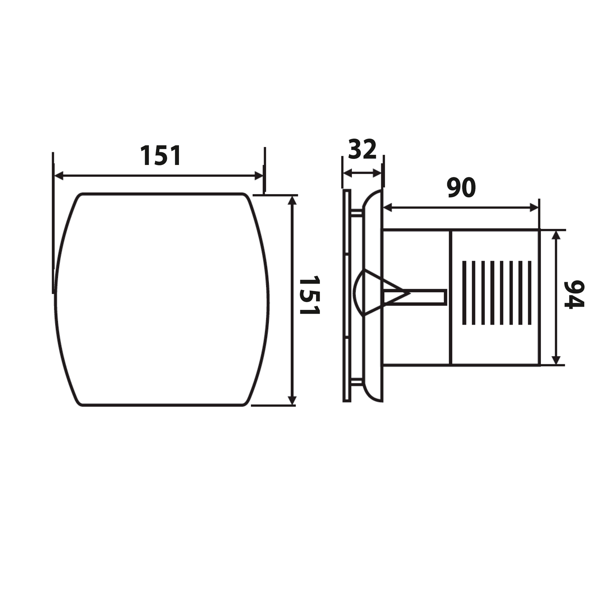 Lex LX103 kúpeľňový ventilátor axiálny, 15W, potrubie 100mm, nerez