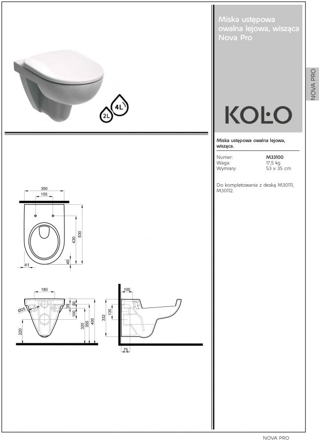 Kolo Nova Pro WC misa závesná M33100