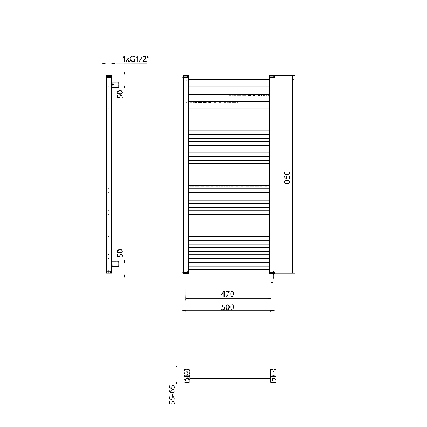 Metro-E ME410B elektrické vykurovacie teleso, rovné, 500x1060 mm, 400 W, čierne matné