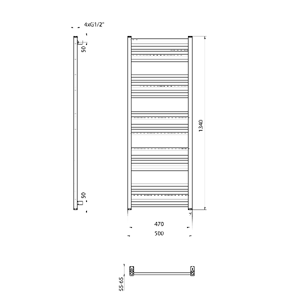 Metro-E ME513 elektrické vykurovacie teleso, rovné, 500x1340 mm, 500 W, biele