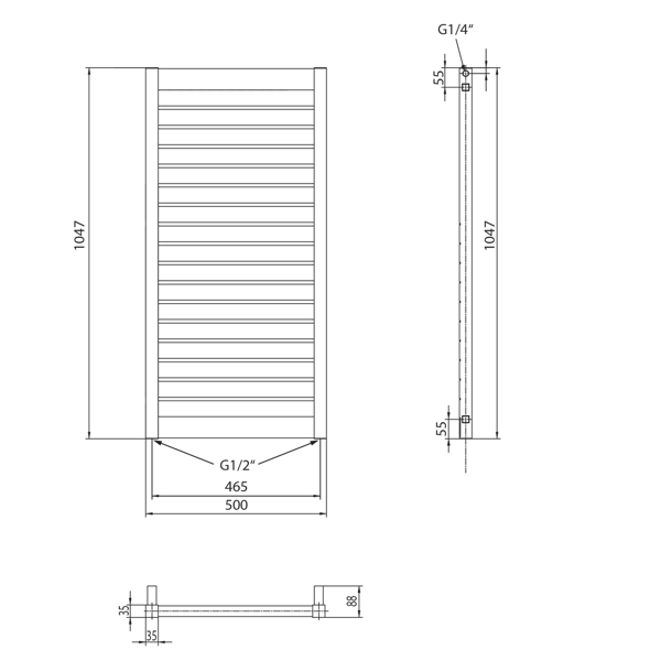 Mateo MO502 vykurovacie teleso 500x1047 mm, 508 W, antracit