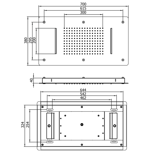 Sapho MS343 hlavová sprcha s dvoma kaskádami, 700x380mm, leštená nerez