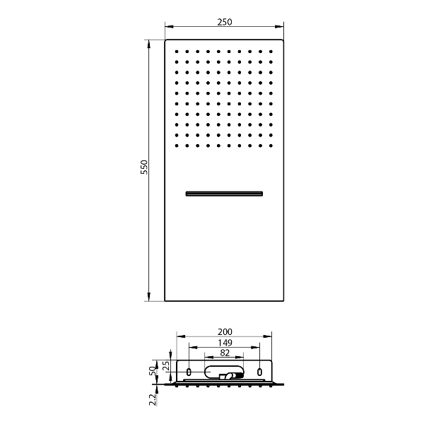 Slim MS747 nástenná sprchová hlavica s kaskádou 250x550mm, nerez lesk