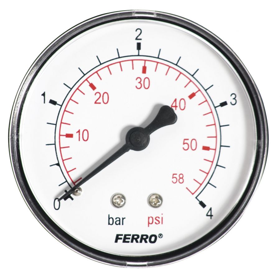 Novaservis M6304A manometer 0-4 BAR zadný vyvod 1/4"