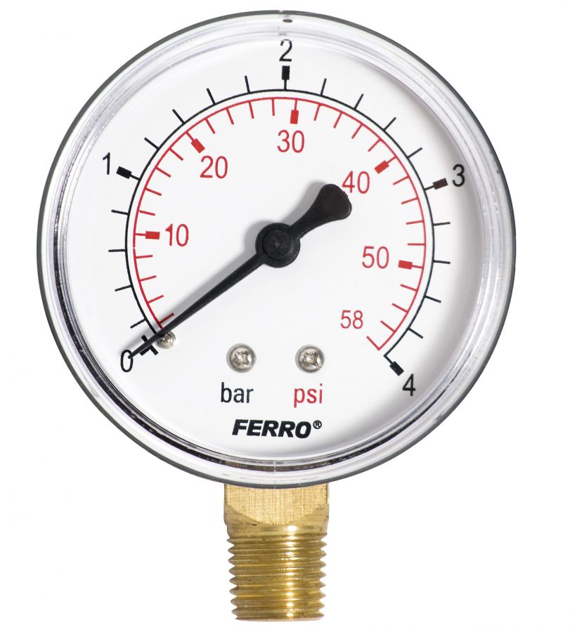 Novaservis M6304R manometer 0-4 BAR bočný vývod 1/4"