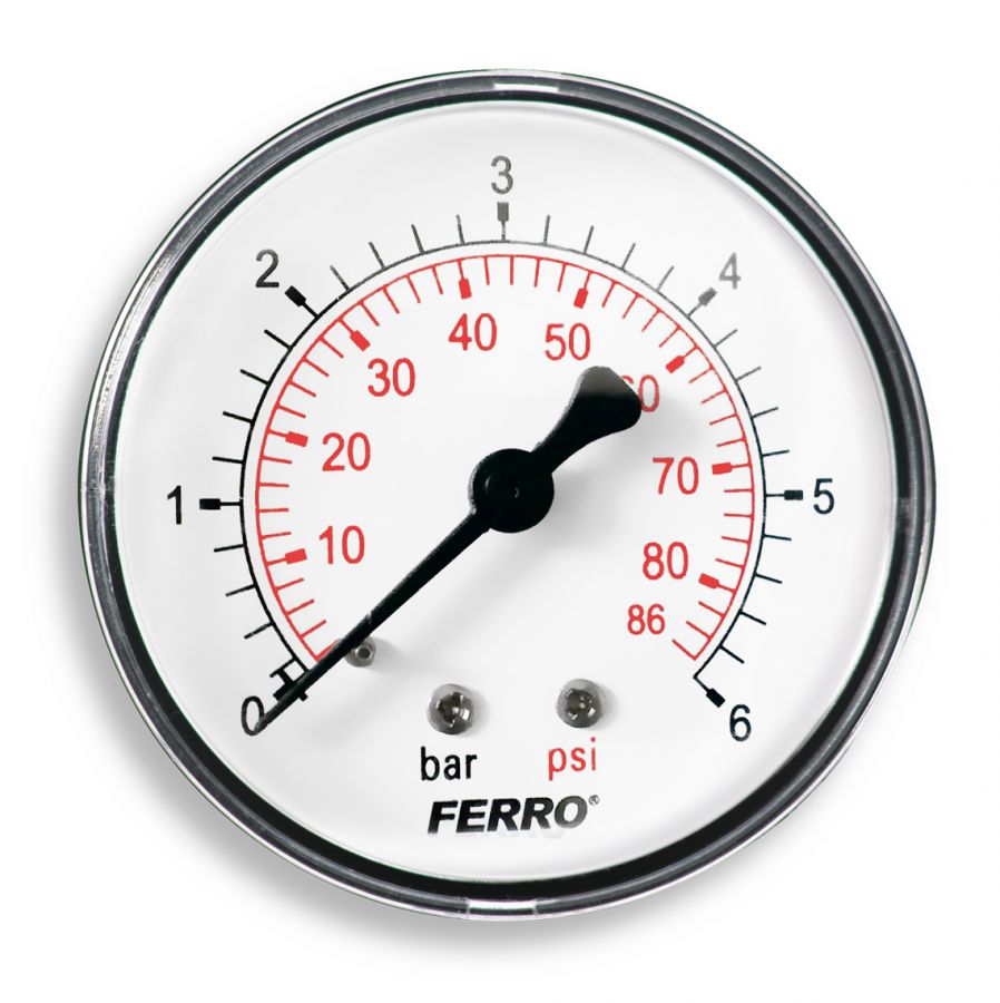 Novaservis M6306A manometer 0-6 BAR zadný vyvod 1/4