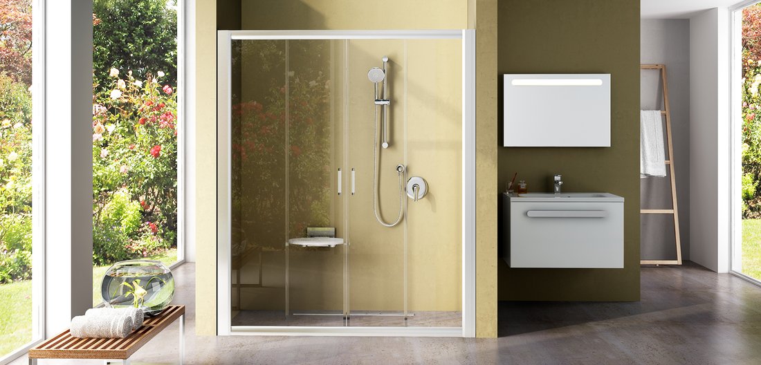 Ravak sprchové dvere NRDP4-130 satin / transparent