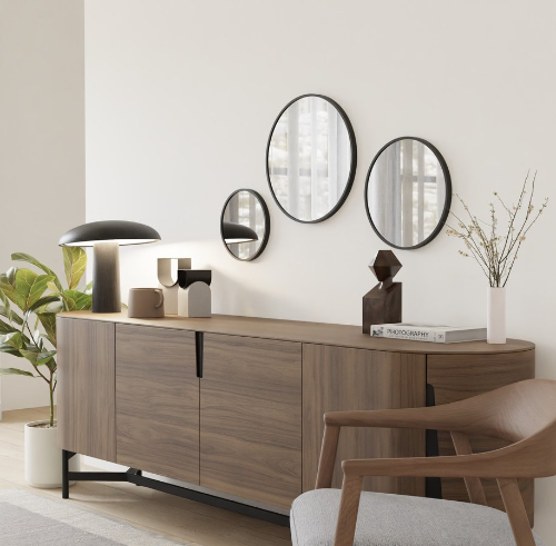 Notion Slim NT500 guľaté zrkadlo v ráme, 50cm, čierne matné