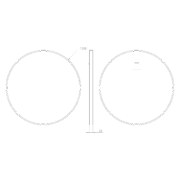 Notion Slim NT500 guľaté zrkadlo v ráme, 50cm, čierne matné