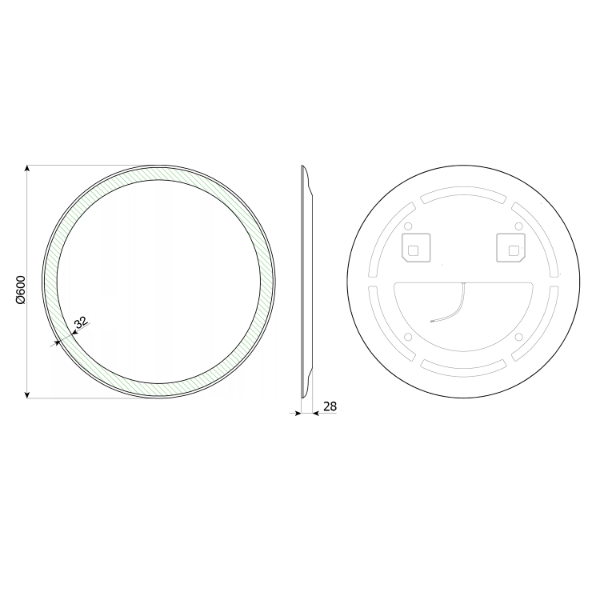 Noa OM260 guľaté zrkadlo s LED osvetlením, 60cm