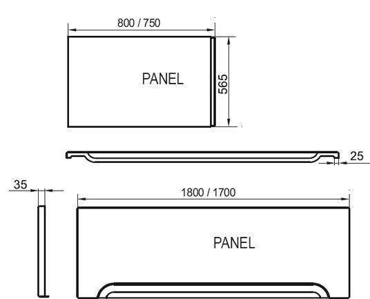 Ravak panel A bočný U 75 biely