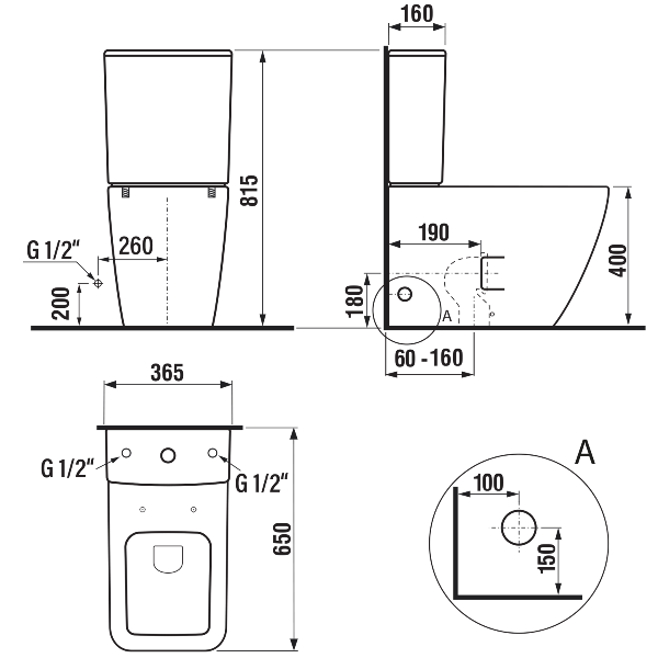 Porto PC102WR WC kombi Rimless , spodný/zadný odpad