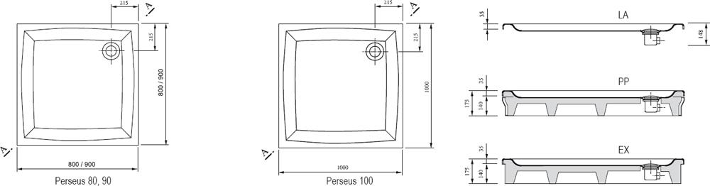 Ravak sprchová vanička Perseus-100 LA biela
