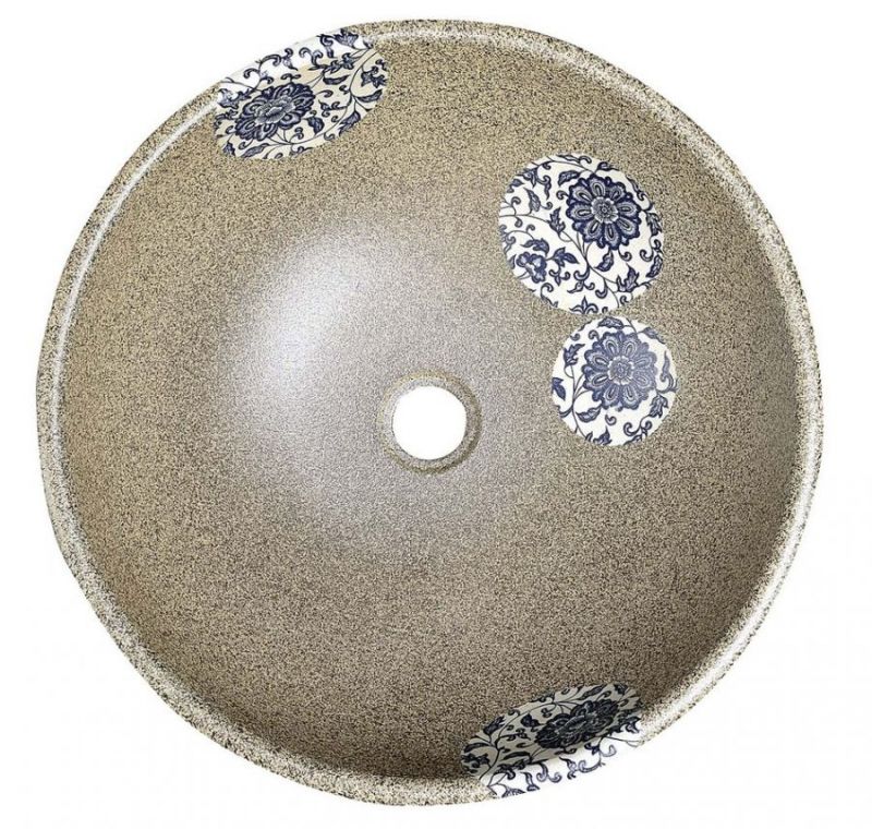 Priori keramické umývadlo, priemer 42cm, kameň s modrým vzorom