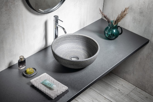Priori PI024 keramické umývadlo, priemer 41 cm, farba šedá so vzorom