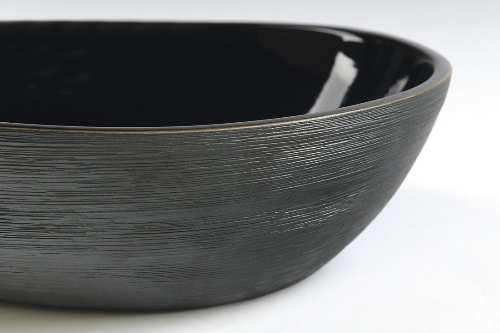 Priori PI030 keramické umývadlo, 51x38 cm, na dosku, čierne