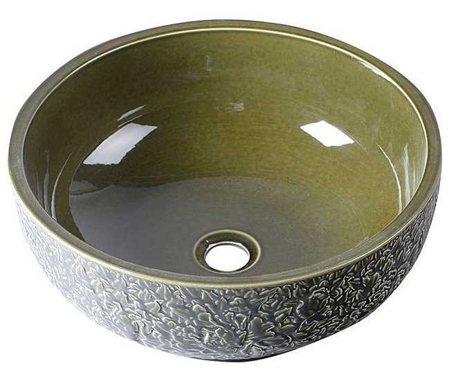 Priori keramické umývadlo priemer 43cm farba olivová