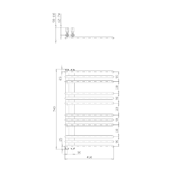 Poseidon PS474 vykurovacie teleso 450x740 mm, biele