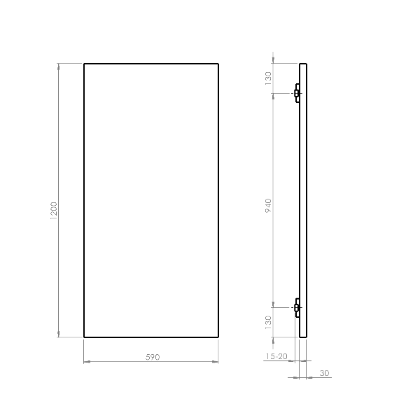 Enis RH600B kúpeľňový sálavý vykurovací panel 600W, IP44, 590x1200 mm, čierny matný