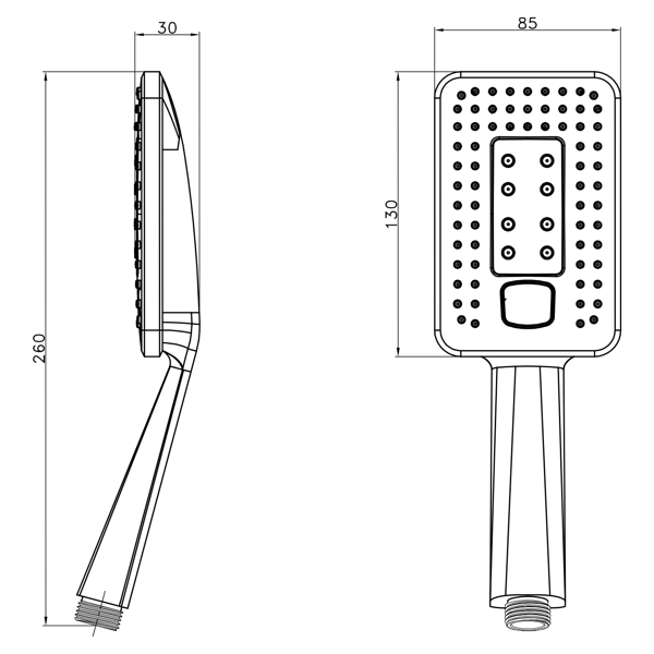 Sapho SK975 ručná sprcha, 2 funkcie, 260mm, ABS/čierna