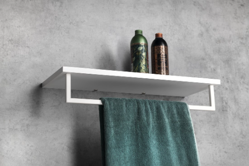 Ska SKA385W polička na uteráky s hrazdou 600x250mm, biela matná