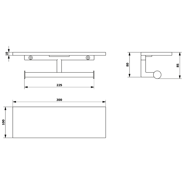 Ska SKA425 dvojitý držiak toaletného papiera s poličkou 30x8x10cm, čierny matný/dub