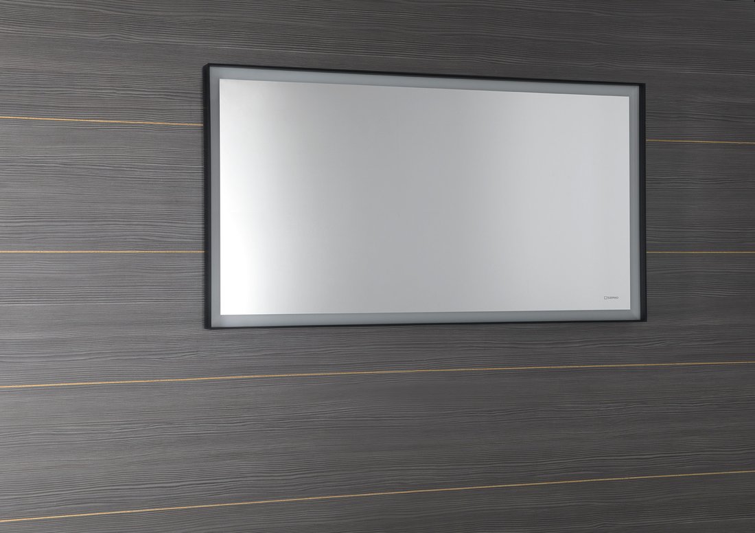 Sort LED ST100 podsvietené zrkadlo 100x70 cm, matný čierny rám