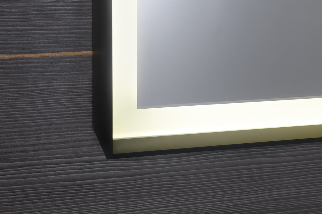 Sort LED ST120 podsvietené zrkadlo 120x70 cm, matný čierny rám