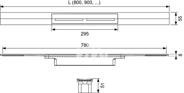 TECE drainprofile sprchový žľab, 900x55 mm, kartáčovaná nerez, 670900