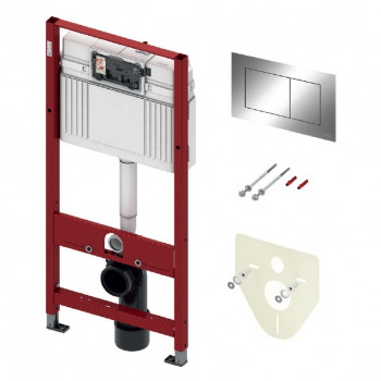 TECEprofil- SET 4v1: Inštalačný modul s nádržkou UNI pre WC, výška 1,12m + tlačidlo chróm + úchyt + zvuková izolácia