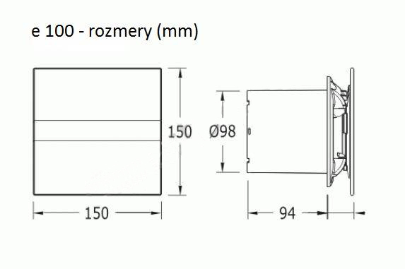 Cata ventilátor E-100 GS Standard Silver so skleneným čelným krytom