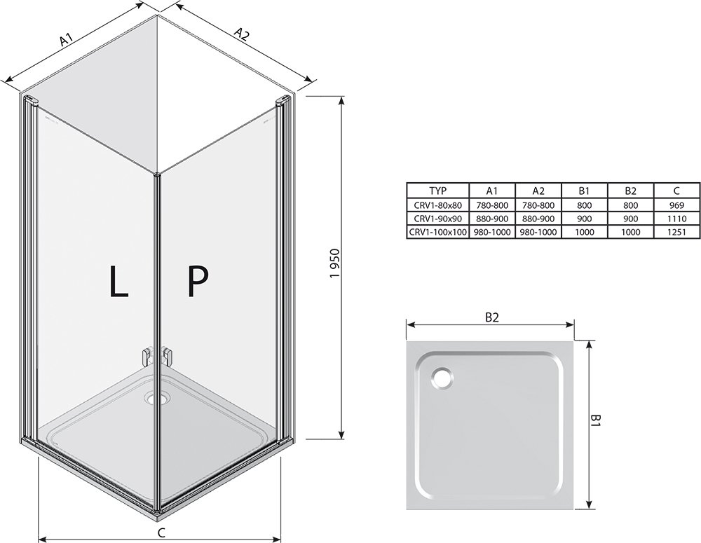 Ravak Chrome sprchové dvere CRV1-80 satin / transparent