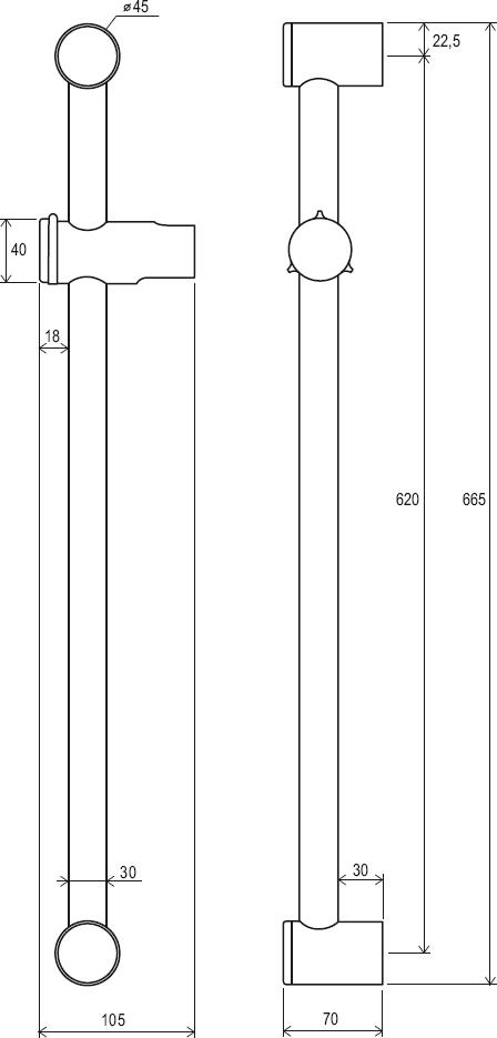 Ravak sprchová tyč 60 cm pevná 972.00