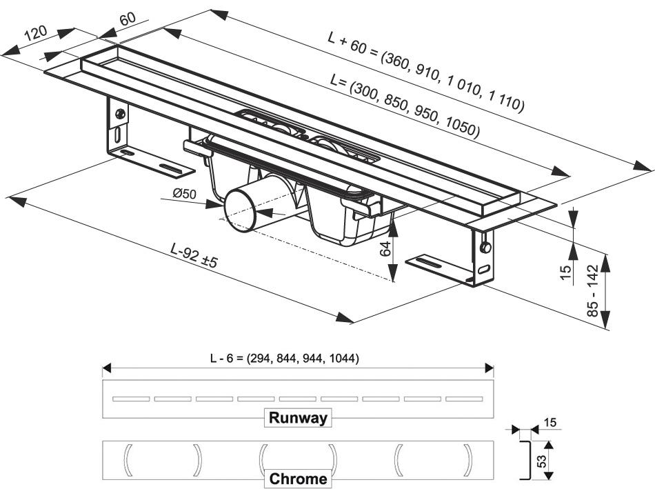 Ravak odtokový žľab Chrome 850