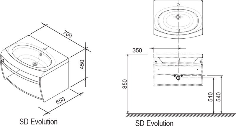 Ravak skrinka pod umývadlo SD Evolution s hrazdou