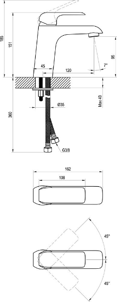 Ravak Flat FL 014.20 umývadlová stojanková batéria