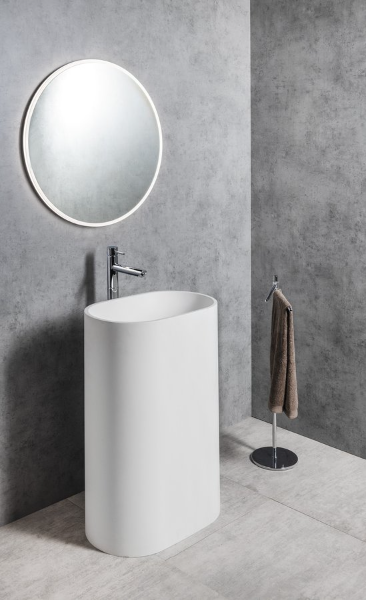 Treva TR565 voľne stojace umývadlo 56,5x85cm, liaty mramor, biele matné
