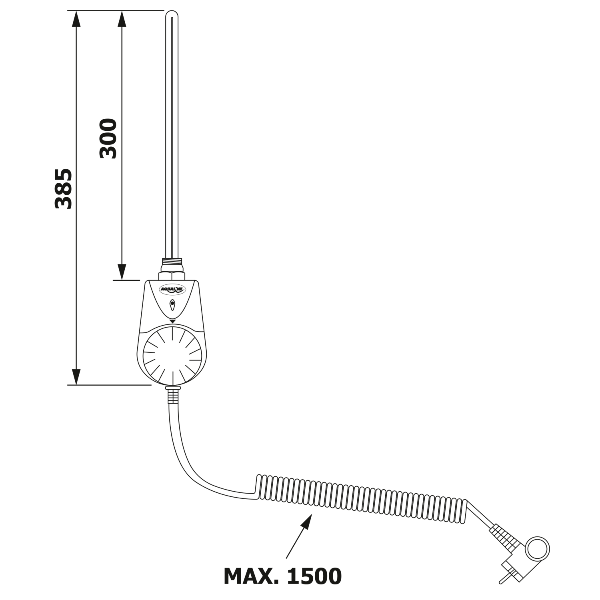 Aqualine TS-400B elektrická vykurovacia tyč s integrovaným termostatom 400W, biela