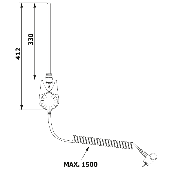 Aqualine TS-600B elektrická vykurovacia tyč s integrovaným termostatom 600W, biela