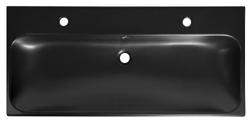 Toridi TU0222B keramické umývadlo 101x46,5cm, 2 otvory pre batériu, čierne matné