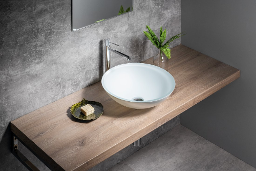 Telica TY181W sklenené gravírované umývadlo, priemer 42 cm, biele