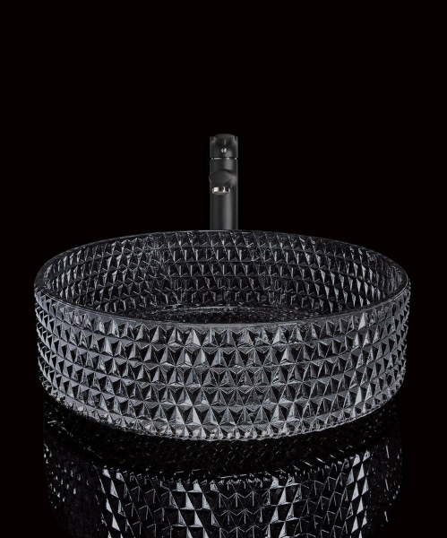 Maragua TY214 sklenené gravírované umývadlo 40x40 cm, čierne