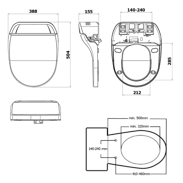 Uspa Lux UB-6635RU elektronický bidet s diaľkovým ovládaním