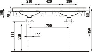 Jika Cubito umývadlo 130cm dvojité H8144200001041