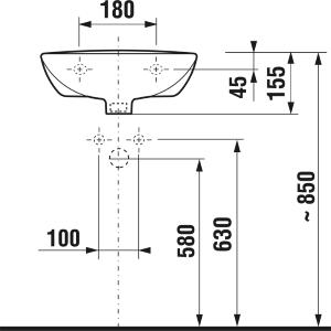 Jika Zeta umývadlo 40cm bez otvoru H8153930001091