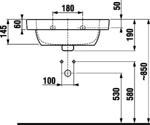 Jika Deep umývadlo 50cm s 1 otvorom pre batériu H8126110001041