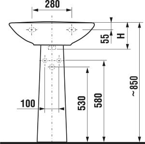 Jika Zeta umývadlo 50cm bez otvoru H8103900001091